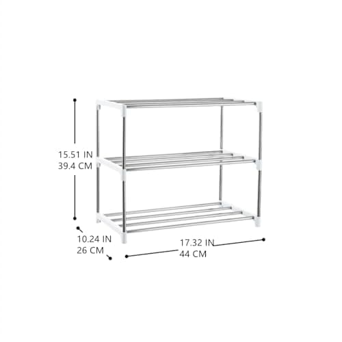 White Stackable 3-Tier Shoe Rack for Entryway, Closet, Hallway