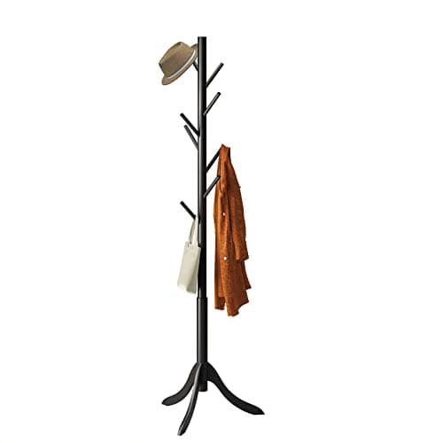 Bamboo Freestanding Coat Rack with 8 Hooks for Entryway (Natural)