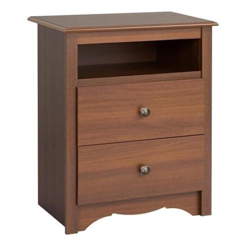 Prepac Rustic Ridge Black Nightstand, 2 Drawers + Shelf for Bedroom