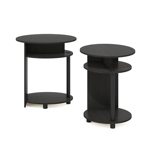 Furinno Jaya Simple Oval End Table - Set of 2, Walnut