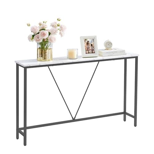 VASAGLE Rustic Brown & Ink Black Narrow Entryway Sofa Table ULNT020B01