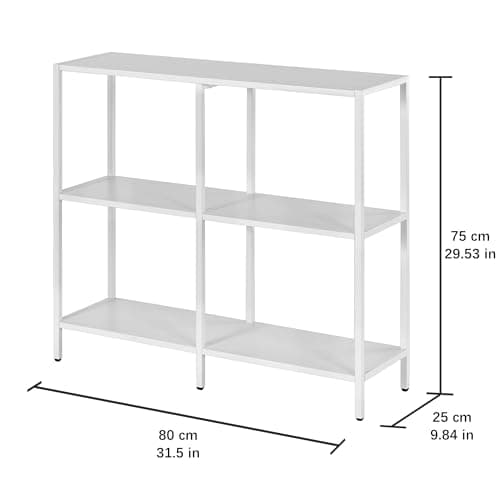 HDANI 31.5 Inch Narrow Entryway Table with 3 Tier Storage Shelves, Modern White Sofa Table