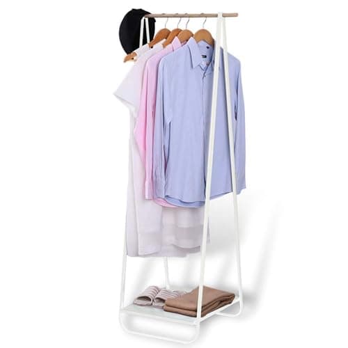 JEFEE 1-Tier Mini Clothes Rack with Shelf - Storage for Small Spaces, Entryway, Bedroom, White