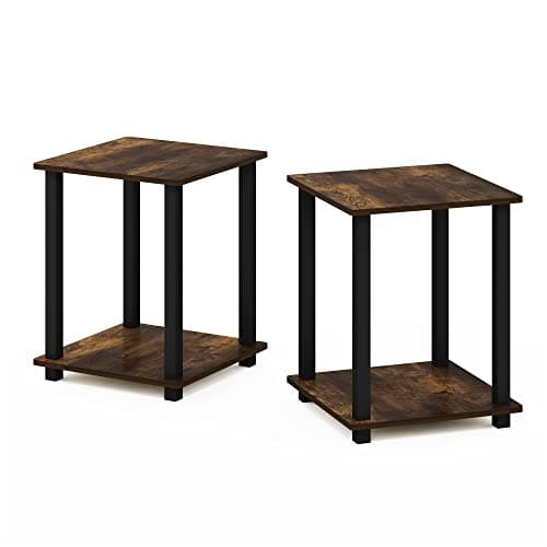 Furinno Columbia Walnut/Black Set of 2 End Tables