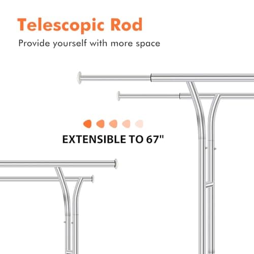 Double-Rod Commercial Heavy Duty Clothes Rack 400 lbs Load Chrome Finish
