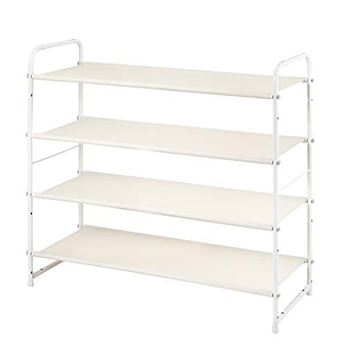 White 3-Tier Expandable Fabric Shoe Storage Organizer
