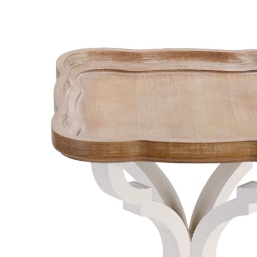 Rustic Farmhouse Cottagecore Accent End Table, Natural White Tray Top, Handcrafted Modern Finish