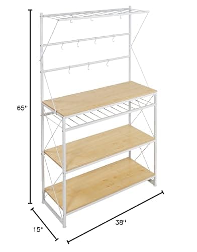 Honey-Can-Do White/Oak Baker's Rack SHF-09513