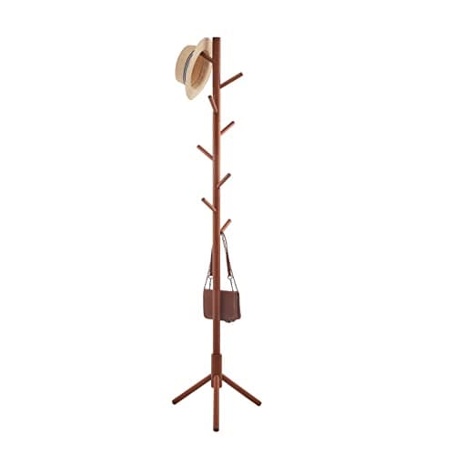 Tree-Shaped Solid Wood Coat Rack with 8 Hooks for Living Room, Bedroom, Office