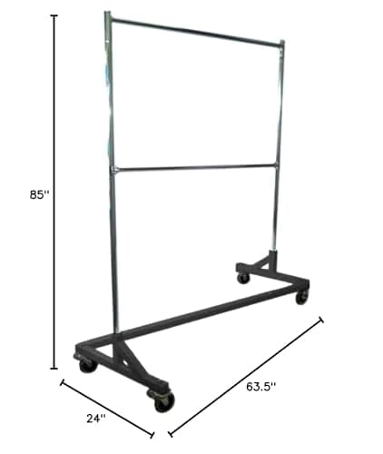 GR600-EH Deluxe Commercial Z Garment Rack, 400lb Capacity, 63" Length with Extra Rail