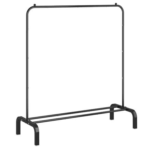 White Metal Clothes Rack with Bottom Shelf for Hanging Shirts Jeans Coats