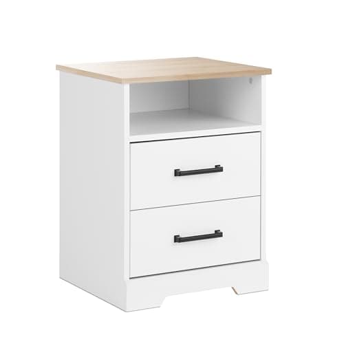 Prepac Rustic Ridge Black Nightstand, 2 Drawers + Shelf for Bedroom
