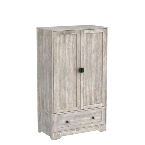 VINGLI Rustic Grey Wide Armoire Wardrobe Closet