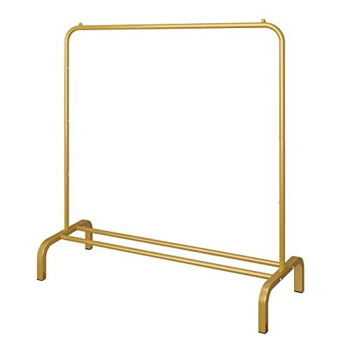 JIUYOTREE Gold Metal 43.3" Clothing Rack with Bottom Shelf for Hanging Clothes Coats Skirts Shirts Sweaters
