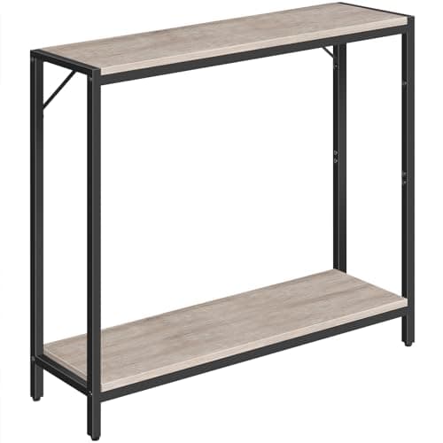 Stylish Greige and Black 2-Tier Console Table for Living Room Entryway CTHG27601