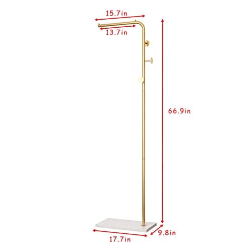 DR.IRON Modern Gold Freestanding Coat Tree with Marble Base & Umbrella Hanger