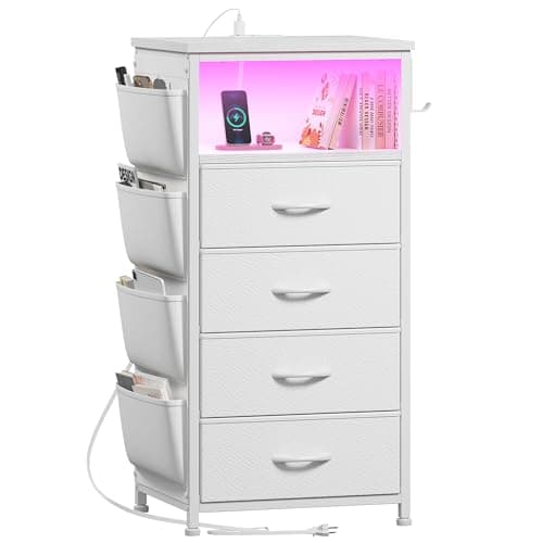 EnHome Black Nightstand Set of 2 with Charging & Storage