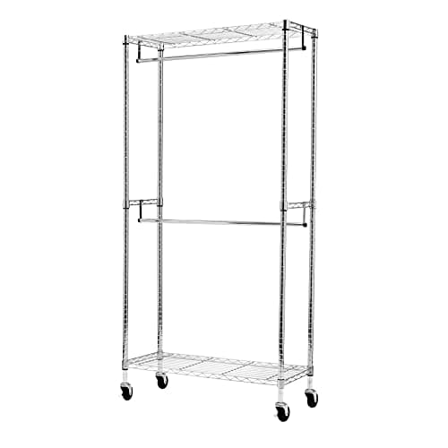 Amazon Basics Double Hanging Closet Organizer, Chrome, 36" x 14" x 72"