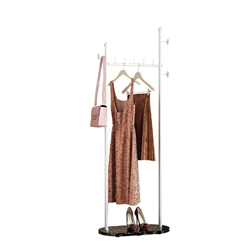 DR.IRON Modern White Hanging Rack, 47''L, Free Standing, Ideal for Retail & Laundry Rooms