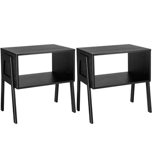 Bamboo Stackable End Tables, Pipishell Living Room Nightstand Set of 2