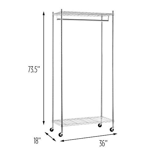Honey-Can-Do GAR-01120 Chrome Heavy Duty Rolling Garment Rack, 225 lbs