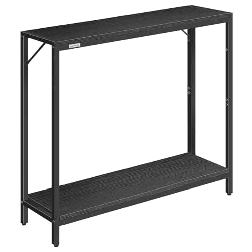 Stylish Greige and Black 2-Tier Console Table for Living Room Entryway CTHG27601