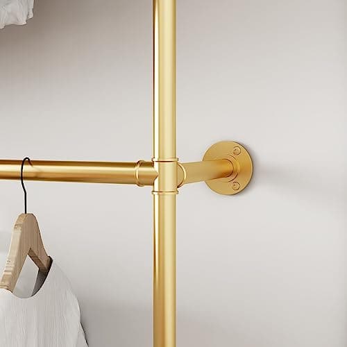 ORSENIGO Heavy Duty Double Rod Clothes Rack, Gold