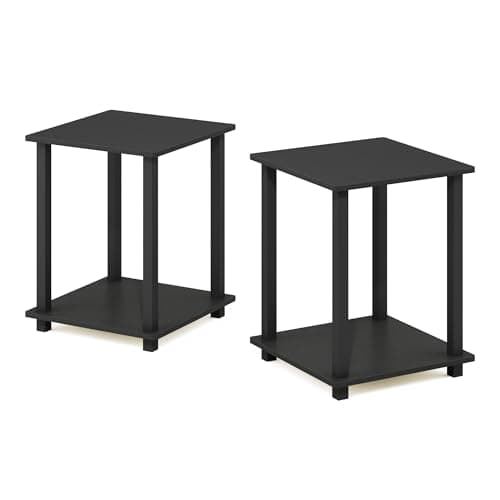 Furinno Columbia Walnut/Black Set of 2 End Tables