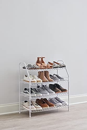 Rubbermaid White 4-Tier Wire Shoe Rack for Bedroom/Closet Storage