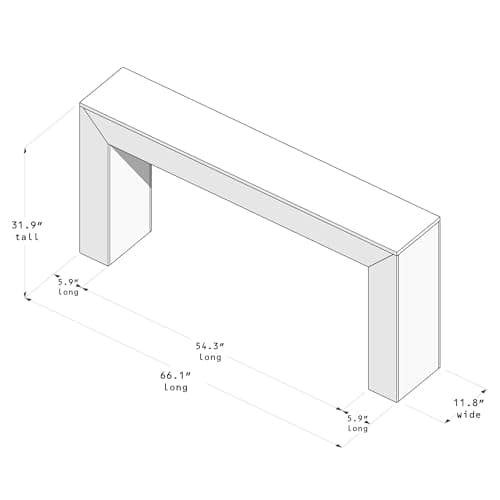 Plank+Beam Grand Console Table, 66 Inch Modern Solid Wood, Black Wirebrush