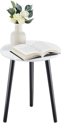 Apicizon White Round Side Table Set of 2, Modern Living Room Nightstand