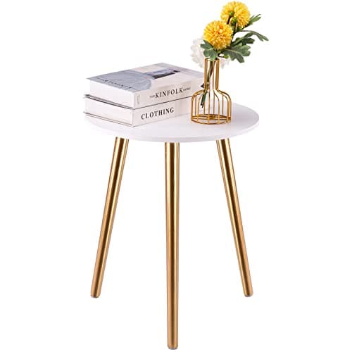 Apicizon White Round Side Table Set of 2, Modern Living Room Nightstand
