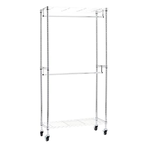 Amazon Basics Double Hanging Closet Organizer, Chrome, 36" x 14" x 72"