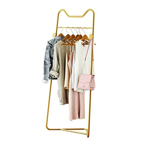 Gold Coat Rack Stand with 3 Shelves & 9 Hooks, Marble Base & Tree Hanger
