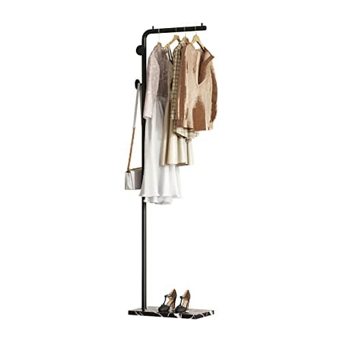 Gold Coat Rack Stand with 3 Shelves & 9 Hooks, Marble Base & Tree Hanger