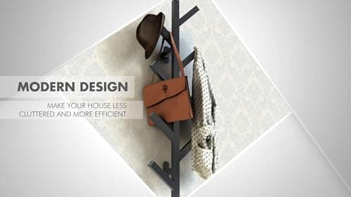 Premium Black Wall Mount Coat & Hat Rack - Modern Design