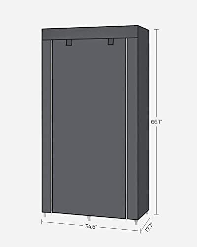 SONGMICS 6-Shelf Portable Closet with Hanging Rail, Grey URYG84GY