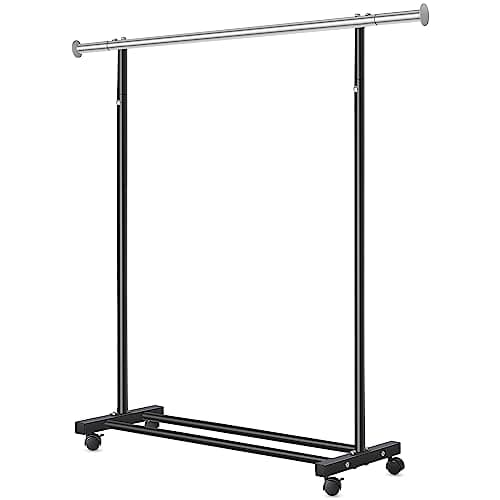 Heavy Duty Clothes Rack with Wheels, 130LB Capacity, 52.17 Inch Rolling for Hanging Clothes, Coats, Shirts, Sweaters, Skirts - White