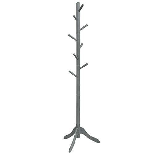 Tangkula Adjustable Height Wooden Tree Coat Rack with 8 Hooks