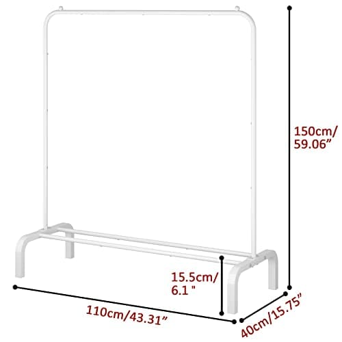 White Metal Clothes Rack with Bottom Shelf for Hanging Shirts Jeans Coats