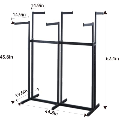 Heavy Duty 450 LBS Standing Rolling Clothing Rack, 6 Arms & Adjustable Shelves, Black