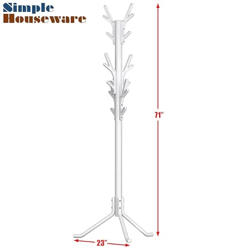 White Shaped Tree Coat and Hat Hanger with 18 Hooks