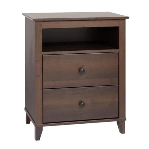 Prepac Rustic Ridge Black Nightstand, 2 Drawers + Shelf for Bedroom
