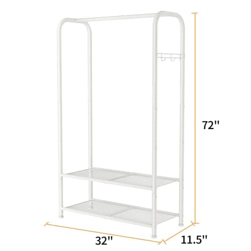 SINGAYE Heavy Duty Portable Clothes Rack with Shelves White