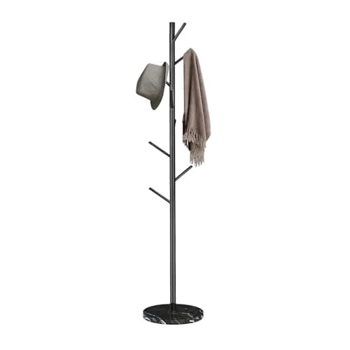 Sturdy Modern Metal Coat Rack with Natural Marble Base