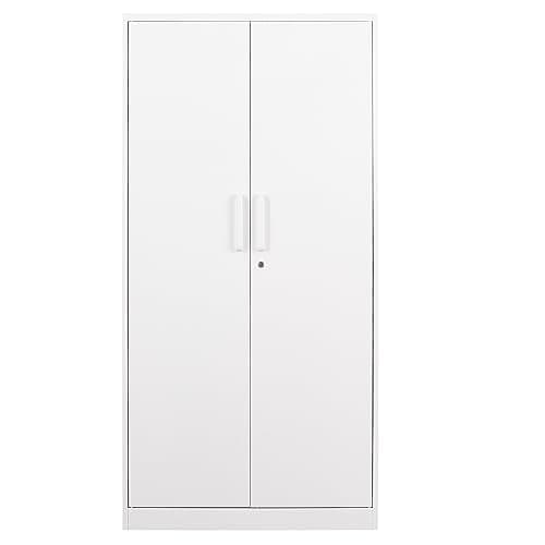 Letaya White Steel Wardrobe Storage Cabinets with Lock Door
