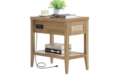 SICOTAS Boho Rattan Nightstands Set of 2 for Small Space
