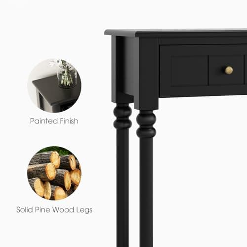 47" Entryway Table with Drawers & Shelf, Black Wood Console