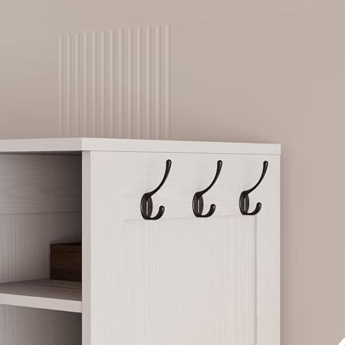 70 Wooden Armoire Wardrobe Closet with 5 Doors and Shelves for Bedroom Clothes (White)