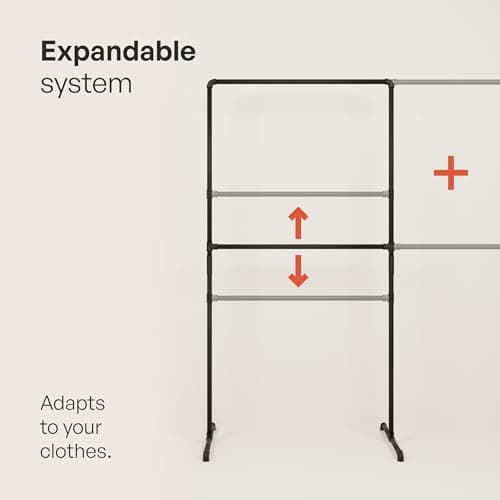 LAS ROLL Heavy Duty Clothes Rack with Wheels - Industrial Metal Black